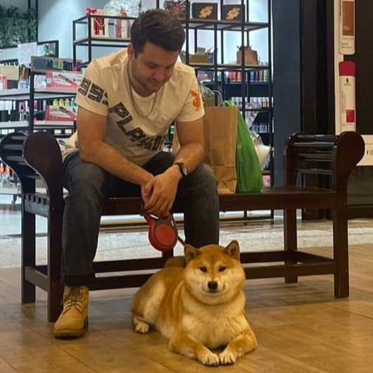 Taking my dogo to the mall for a walk